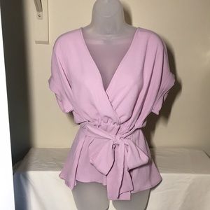 Summer pastel purple wrap and tie blouse 10/12